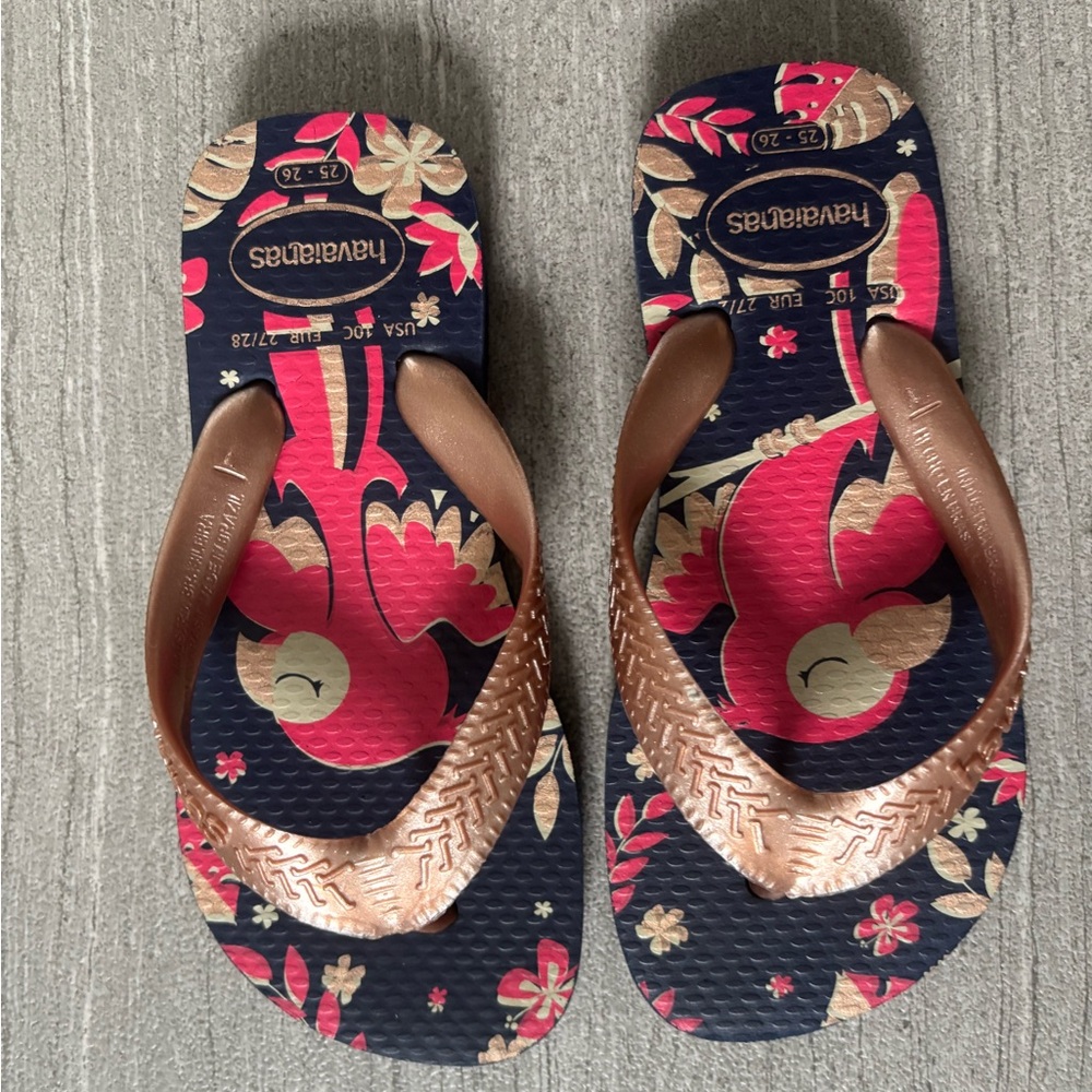 Havaianas Navy and Pink Floral Sandals